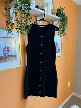 Abercrombie Black Button Up Dress Size M Tall